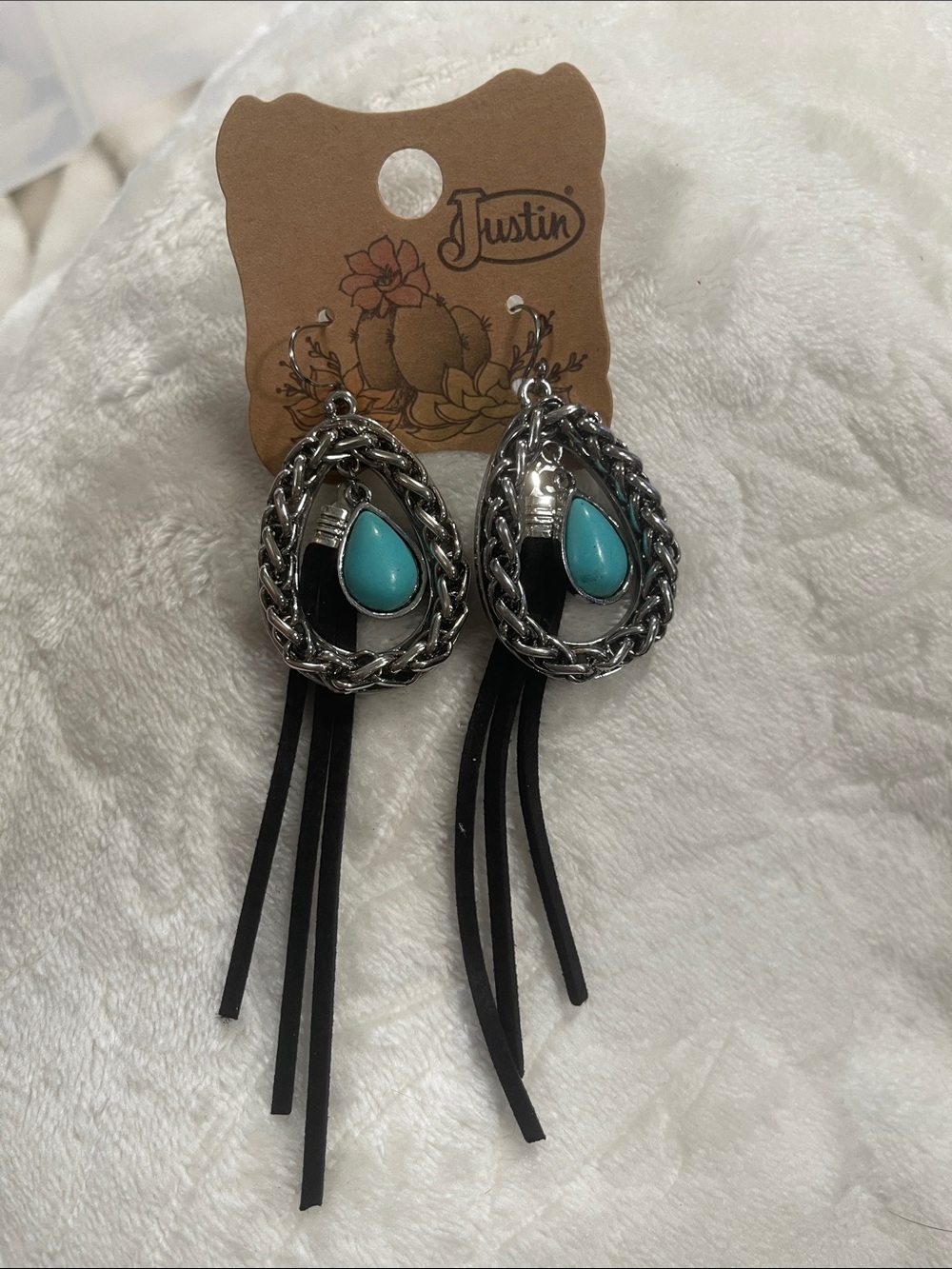 Silver And Blue Western Inspired Earrings
